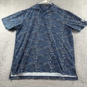Peter Millar Summer Comfort‎ Shirt Mens Medium Blue Paisley AOP Pattern Western